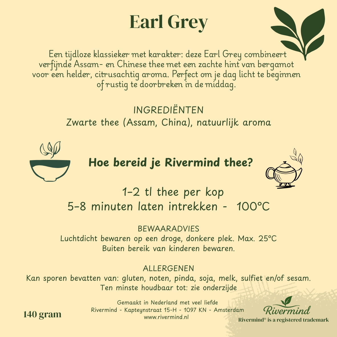 Superior Earl Grey Thee 140g - Premium Zwarte Thee met Bergamot